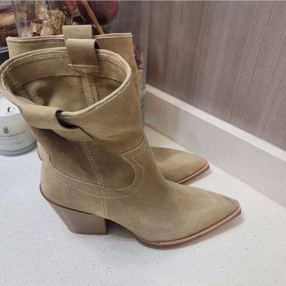 Zara Suede block heel ankle boots sz 38 new nwt - Picture 2 of 9